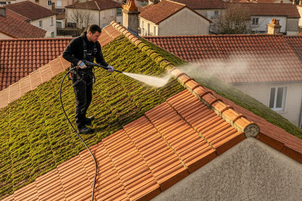 Nettoyage et démoussage complet de toiture par un couvreur professionnel à Saint-Sauveur-le-Vicomte